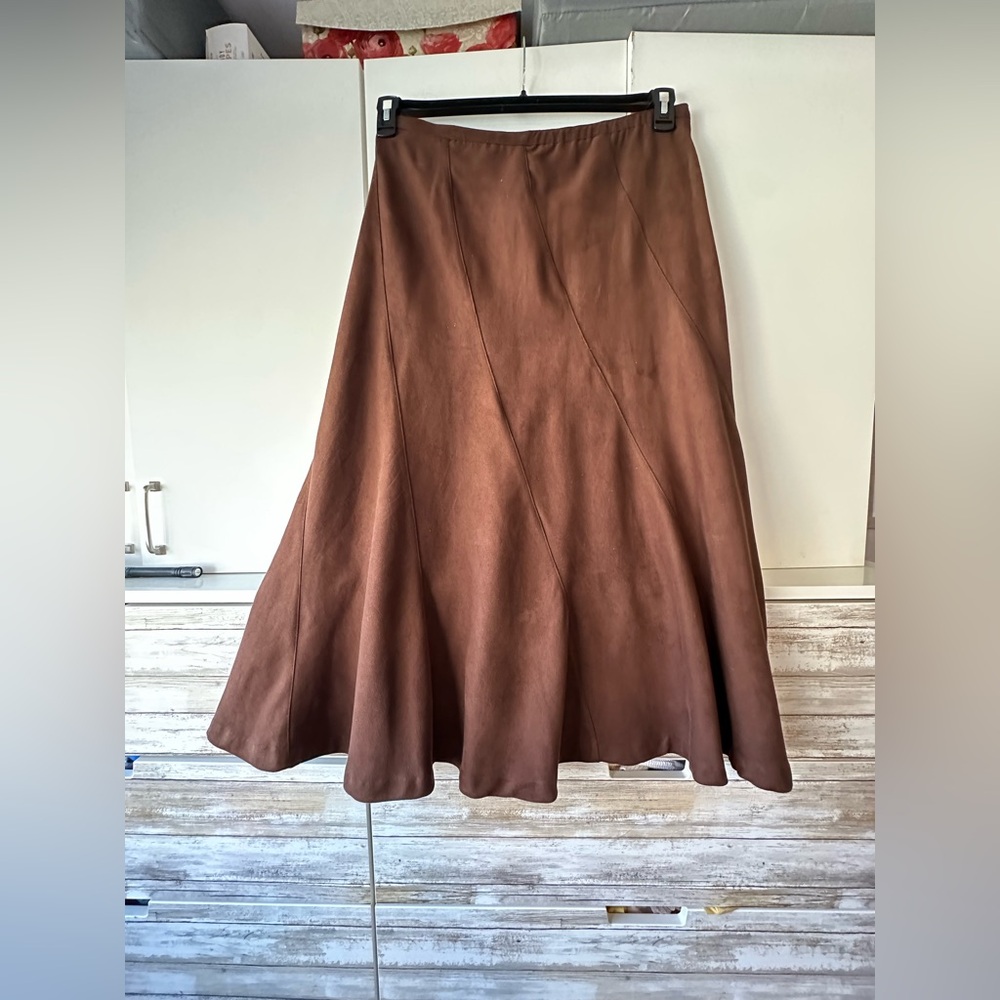 🤎 Koret Brown A-Line Midi Skirt Size 14 Flared Panel Vintage Style